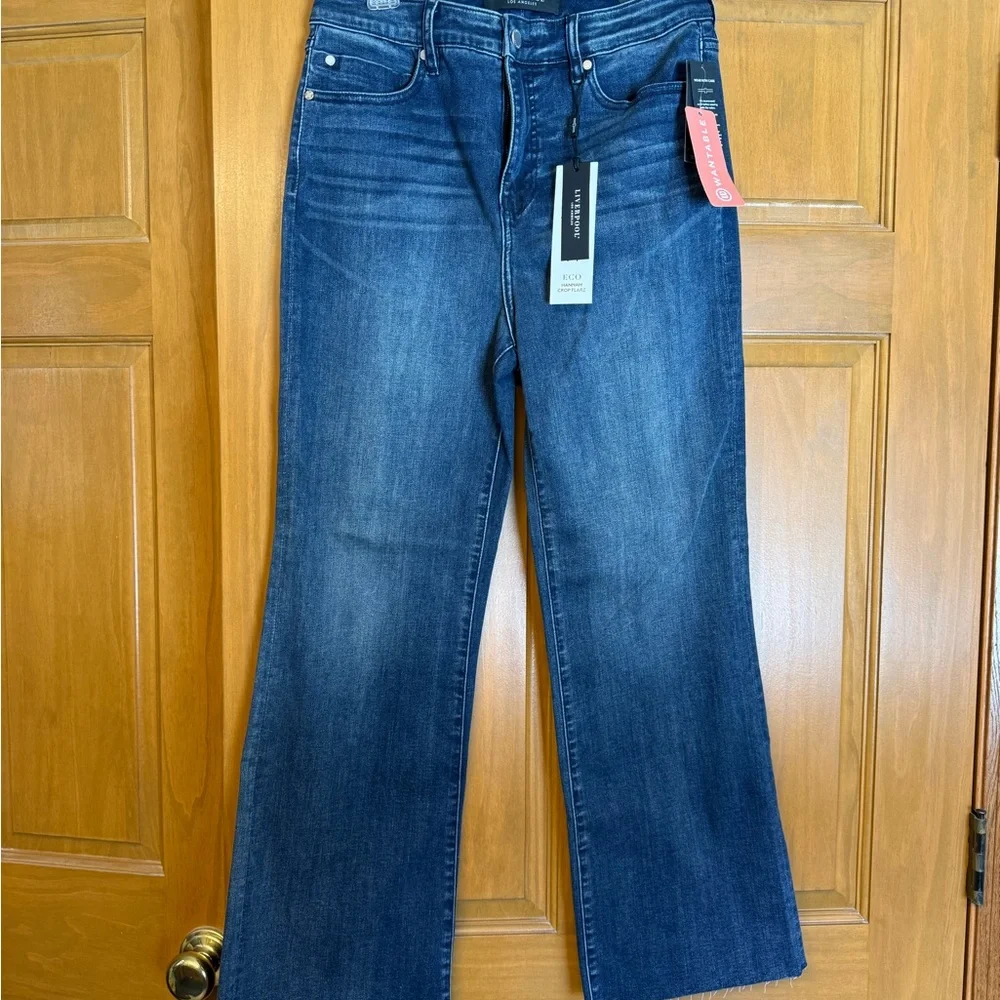 Liverpool NWT Hannah Crop Flare Dark Blue Jeans